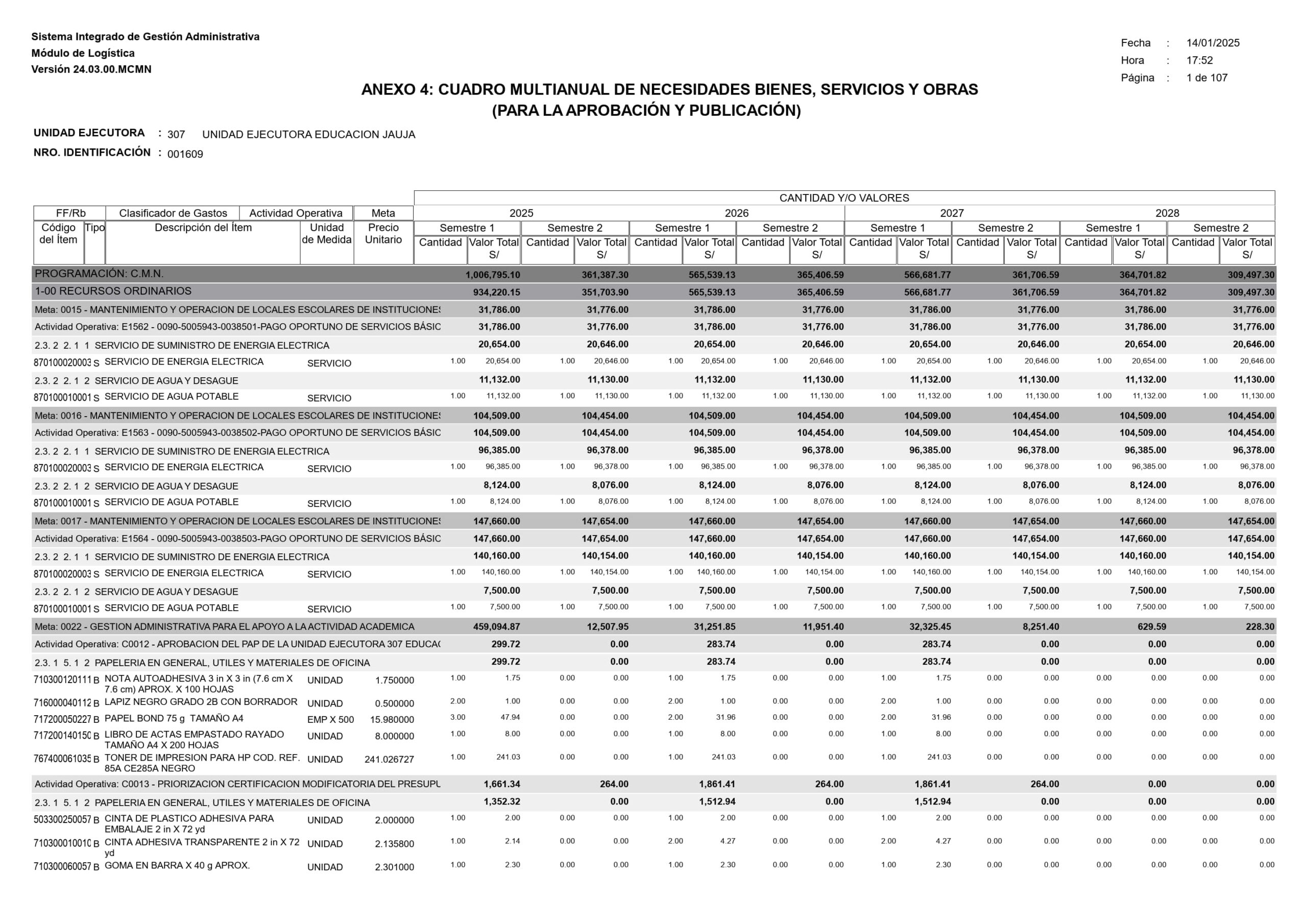 CUADRO MULTIANUAL DE NECESIDADES (CMN)